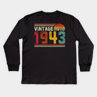 Vintage 1943 Birthday Gift Retro Style Kids Long Sleeve T-Shirt